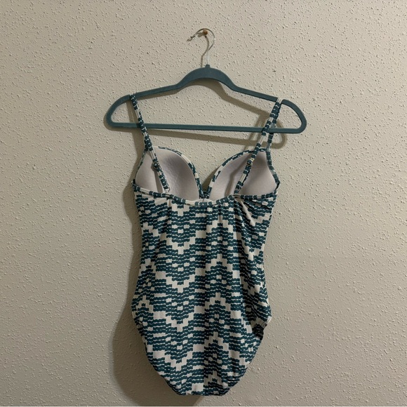 Kate Spade Geometric One Piece Swimsuit - Size S - Harbor Fog - Picture 2 of 7